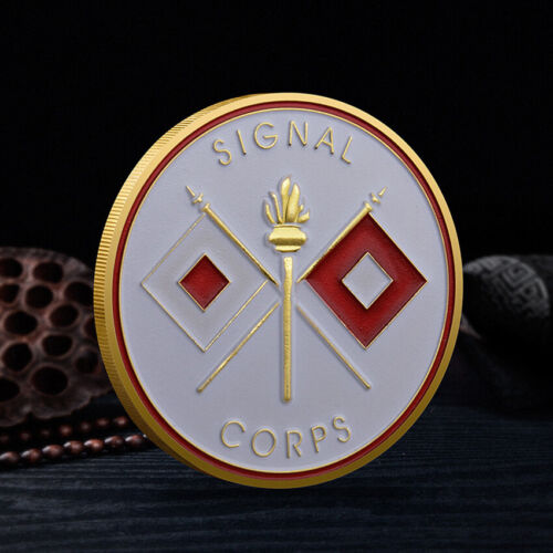 U.S.A Coin Signal Corps Military Commemorative Challenge Coin Gold Plated Medal - Picture 3 of 7