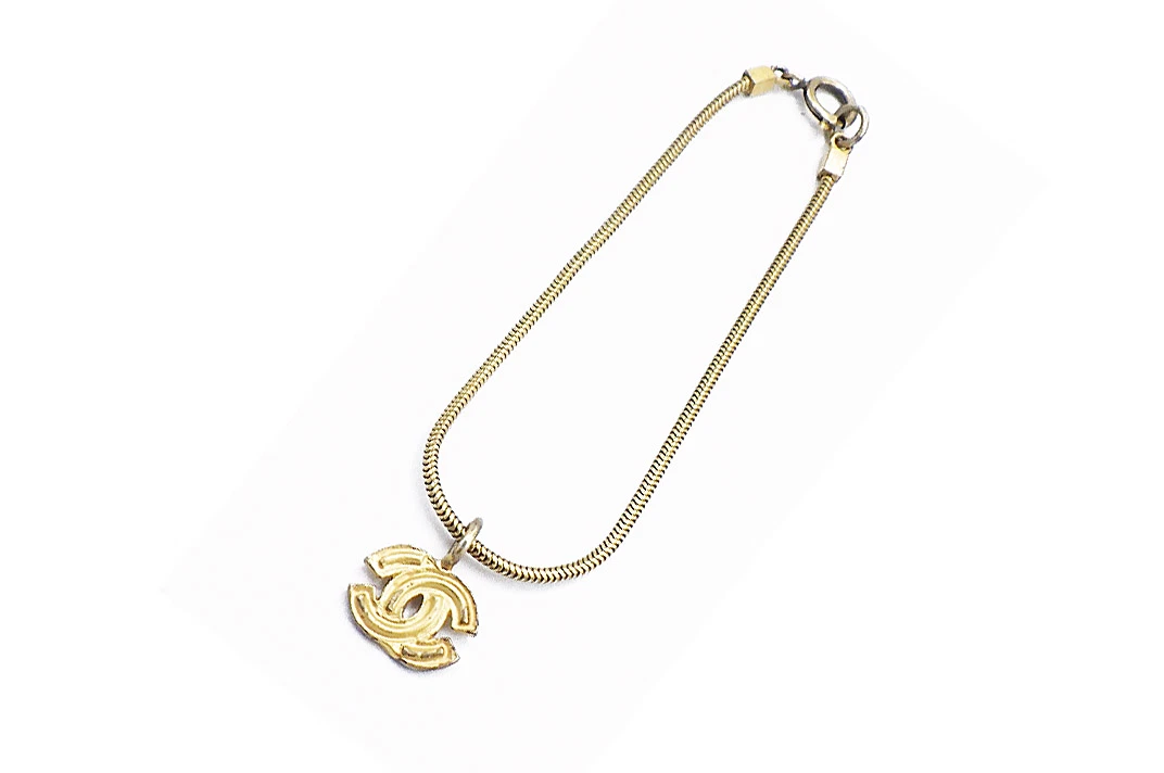 Bracciale CHANEL CC Logo Vintage Catena 7 9" Tono Oro 01P Autentico D e1146