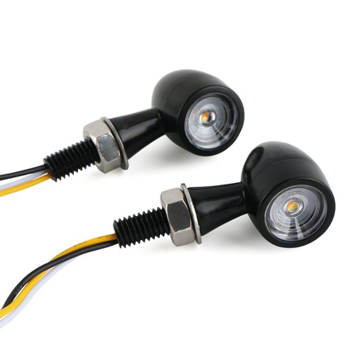 Pair Motorcycle Motorbike Universal Turn Signal Indicators Light Lamp Bulb Black - Picture 6 of 9