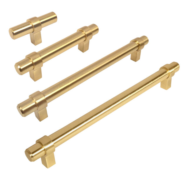 *5 Pack* Cosmas Cabinet Hardware Brushed Brass Euro Style Bar Pull #161-4BB