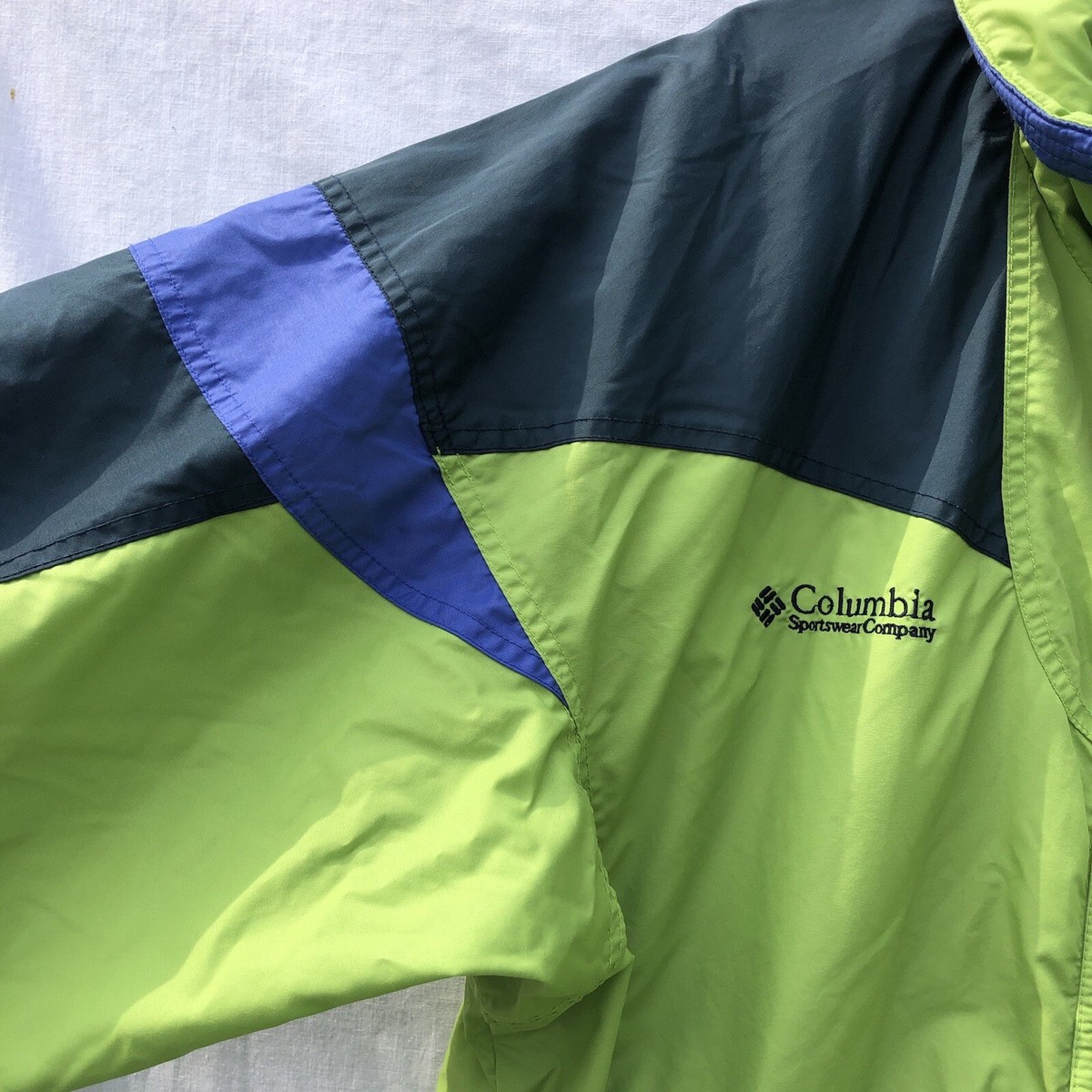 Green with Navy and Blue Windbreaker Jacket Columbia Size XL | eBay