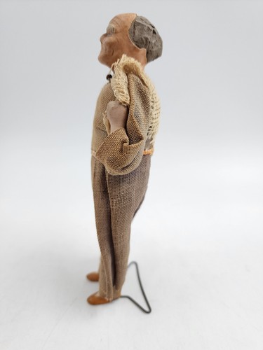 VTG Standing Chinese Fisherman 6.5" Doll W/ Fishing Net Carrying Fish - Picture 2 of 9