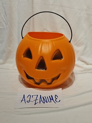Blow Mold Jack O Lantern Candy Bucket Pumpkin Trick Or Treat Pail