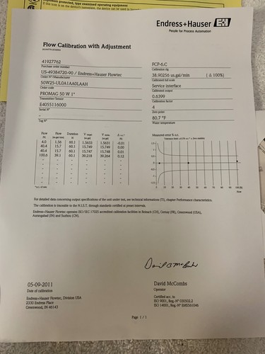 Endress & Hauser Promag W; 50W25-UL0A1AA0LAAH Flow Meter - Picture 6 of 10