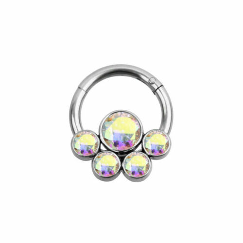 Klappsegment Nasenring Septum Clickerring CZ Opal Knorpel Helix Tragus Hoop - Bild 16 von 59