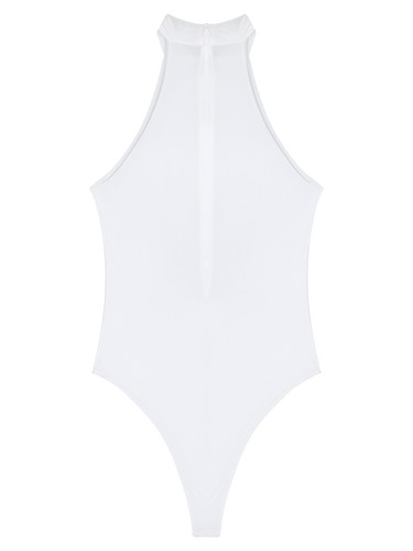 Womens Shiny Glossy Zipper Bodysuit Sleeveless One Piece Leotard Sports Swimwear - Picture 19 of 103