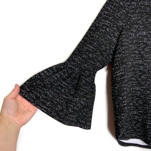 W5 Charcoal Gray Space Dye 3/4 Bell Flare Sleeve Blouse Size Small Rayon Blend - Picture 2 of 7