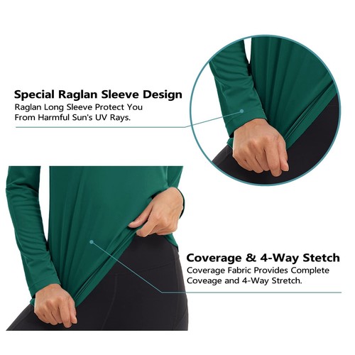 Women's Long Sleeve Shirts UPF 50+ Sun Protection Shirts for Hiking Fishing Swim - Picture 84 of 85