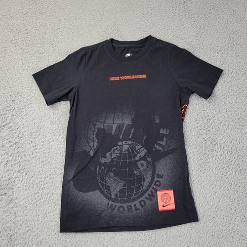 Nike Tee Shirt Kids Boys Medium Black Logo Graphic Short Sleeve