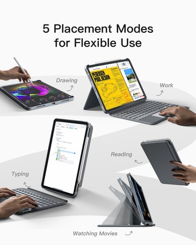 Inateck iPad Keyboard Folio Case iPad Air 7/6/5/4 11 pollici M3 10,9 pollici, iPad Pro - Foto 5 di 27