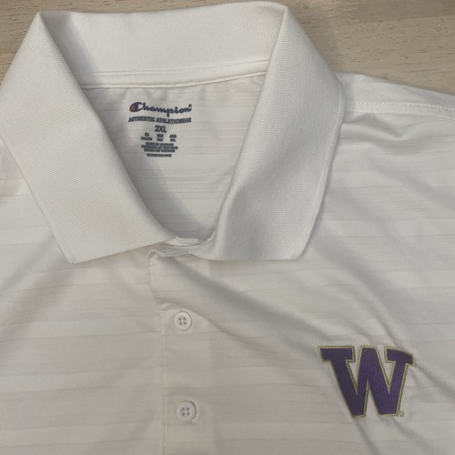 Champion Washington Huskies Short Sleeve Polo Shirt Mens Sz 2XL White - Picture 4 of 6