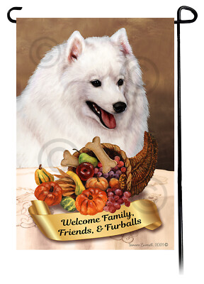 Japanese Spitz Thanksgiving Garden Flag