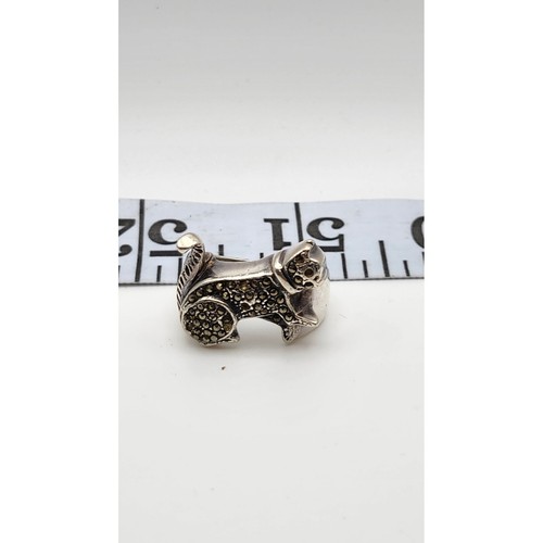 Sterling Silver 925 Wild Cat Ring 7.5 With Marcasite Accents Pet Lover Jewelry - Picture 7 of 10