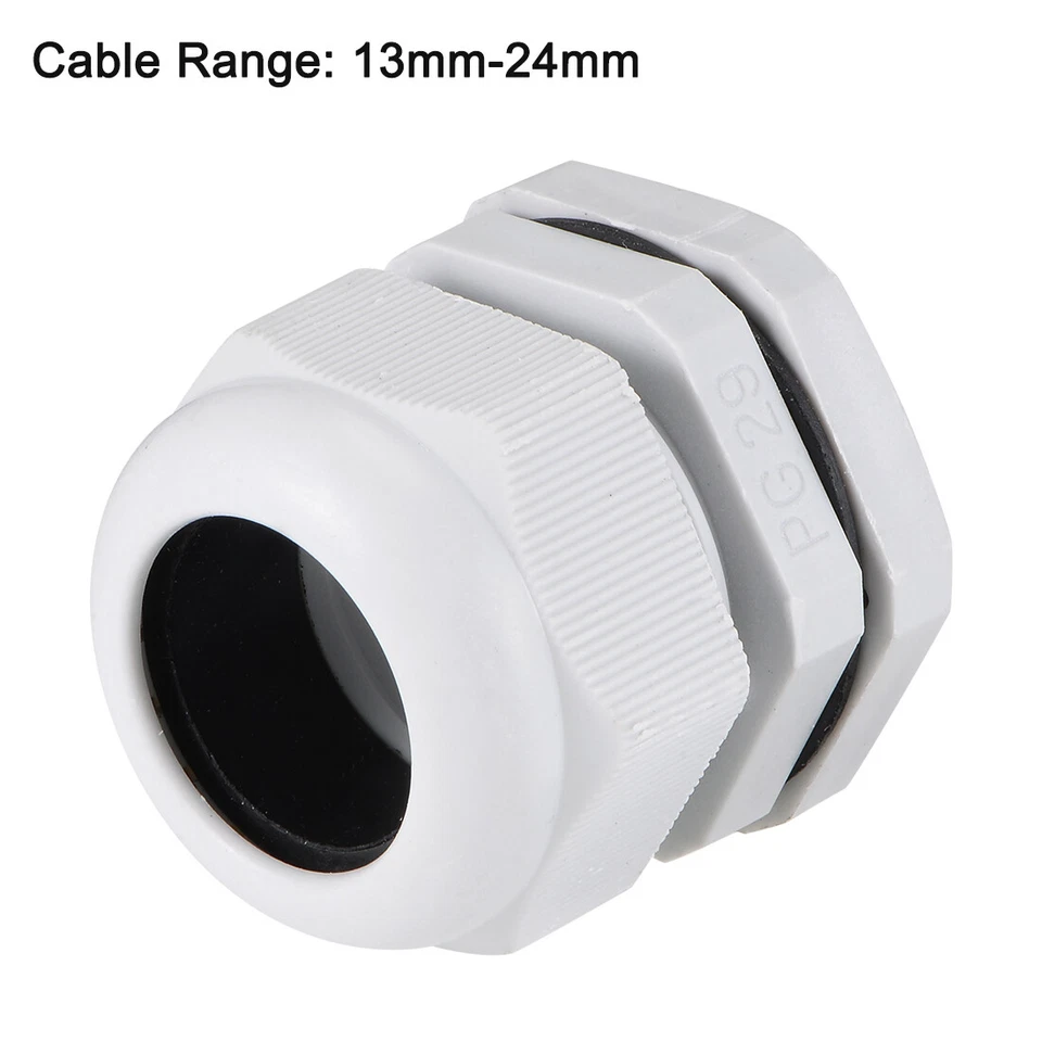 PG29 Cable Abrazadera 13mm-24mm Ajustable Contratuerca con Arandela Blanco 10uds - Imagen 2 de 4