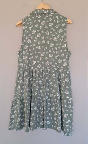 DOTTI Womens Shirt Dress Sz 14 NEW Sage Green Floral Sleeveless Button Casual - Picture 3 of 6