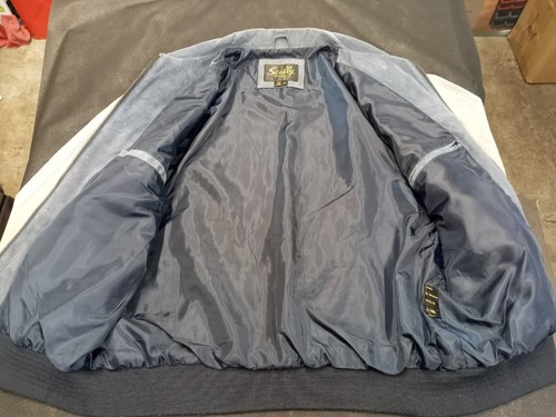 GIACCA BOMBER IN PELLE SCAMOSCIATA SCULLY AZTEC NAVAJO STILE-62 D/L GRIGIO UNISEX VENTAG - Foto 6 di 16