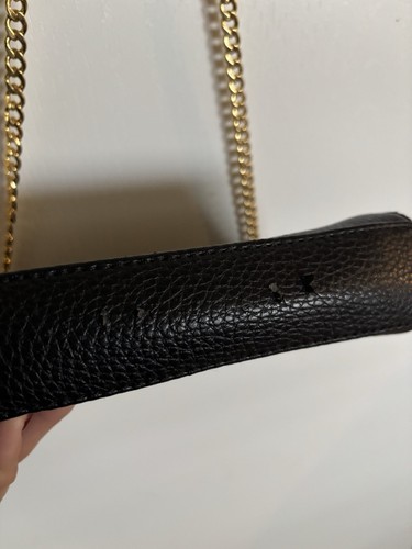 Lauren Ralph Lauren Black Clutch Purse Night Out Gold Chain Sleek Chic Party - Picture 5 of 7
