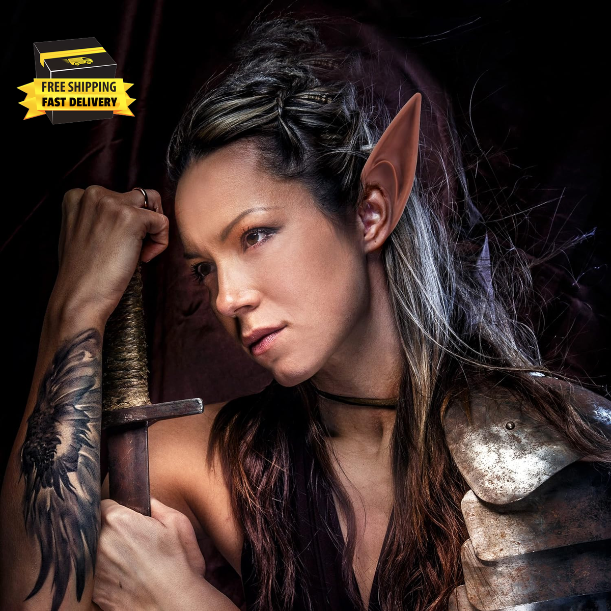 2 Pairs Brown Elf Ears - Short and Long Fairy Ears Set