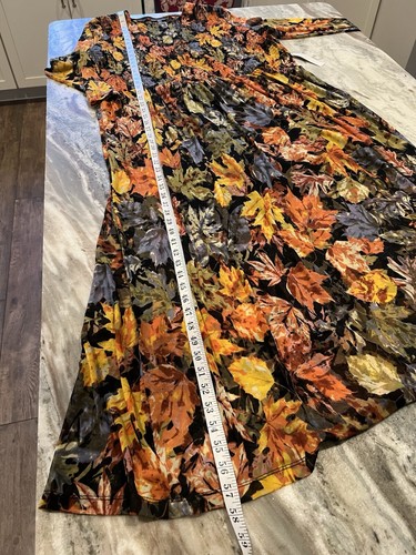 ModCloth 3X NWT Plus Smocked Mesh Long Sleeve Leaf Pattern Lined Maxi Dress - Picture 7 of 13