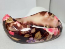 Beautiful Pink Multi-Color Floral Printed Plastic Wavy Bangle Bracelet