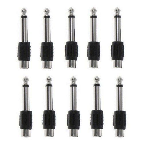 10pcs 59mm RCA Female Jack To 6.3mm 1/4" Male Mono Plug Audio Adapter Connector - Picture 2 of 8