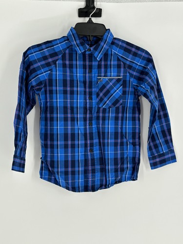 Hurley Boys Blue Plaid Long Sleeve Button Down Shirt Youth Size 7