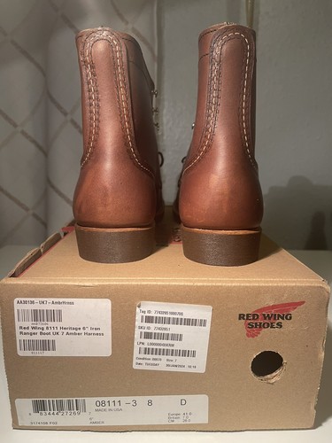 Red Wing 8111 Heritage 6” Iron Ranger Boot Amber Harness - UK 7 / D Fitting - Picture 8 of 19