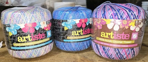 (3) Artiste Filo per uncinetto Windsor, fiori, ninfea 2 sono 300yds 1-350yds