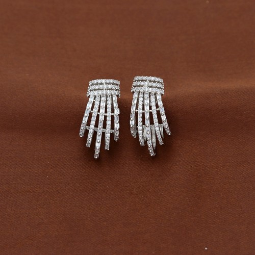 Women's Cubic Zirconia Multi-Strand Hoop Earrings White Gold Plated - Picture 3 of 7