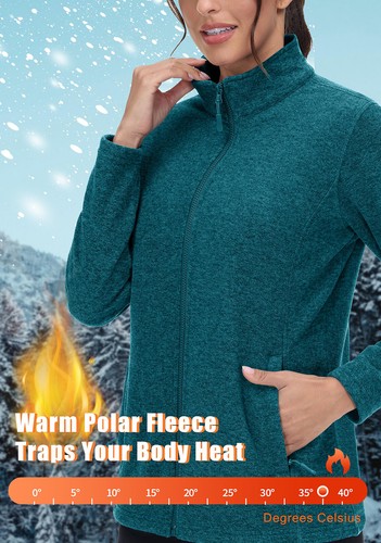 Women's Winter Warm Fleece Full Zip Jacket Lightweight Stand Collar Soft Jackets - Picture 136 of 138