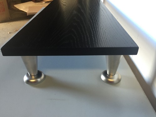 Solid Oak TV Riser Stand in Modern Style with Pillar Legs Black Finish - Picture 17 of 29