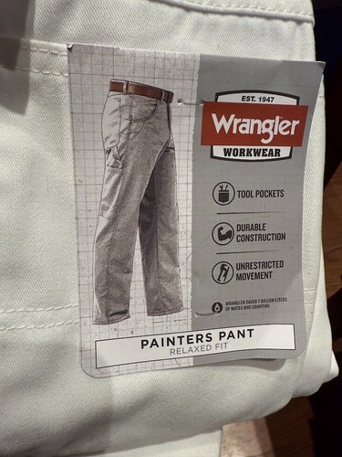 Men's Wrangler Workwear Painter Pants White NEW you choose waist size 38-42 - Picture 11 of 11