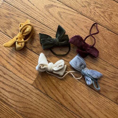 Lot of 5/ Toddler Bow Ties Girl's Mixed Colors Ribbed Elastic Band Easter Bunny  - Picture 10 of 12