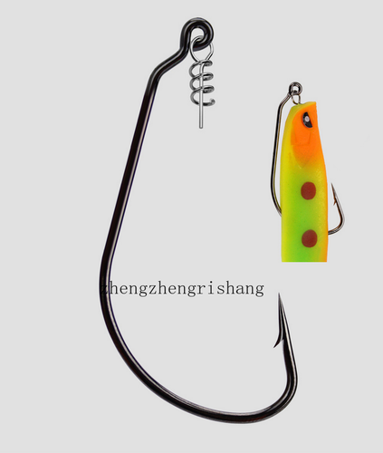 50pcs Fishing Worm Hook with Spring Twist Lock Jig Crank Hook Soft Lure Bait - Picture 4 of 14