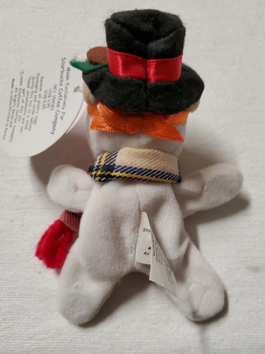 STARBUCKS BEARISTA imán oso 1999 mini muñeco de nieve navideño usado con etiqueta - Imagen 7 de 10