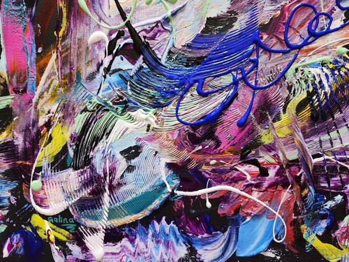 Celestial Energy - Colorful original acrylic abstract painting on canvas sheet - Picture 4 of 8