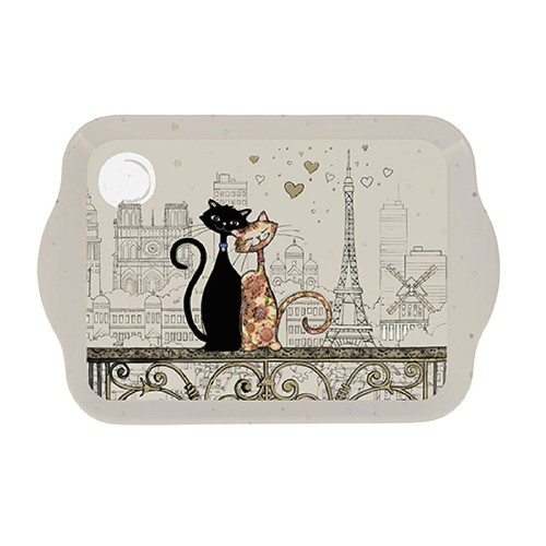 Mini Plateau Mélamine Chat Paris - 20,8x14 Cm, Décoration Mignonne Pour Maison Ou Cadeau - 6