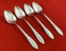 Lady Hamilton Pattern by Oneida Community Silverplate Set of 4 Teaspoons 1930's