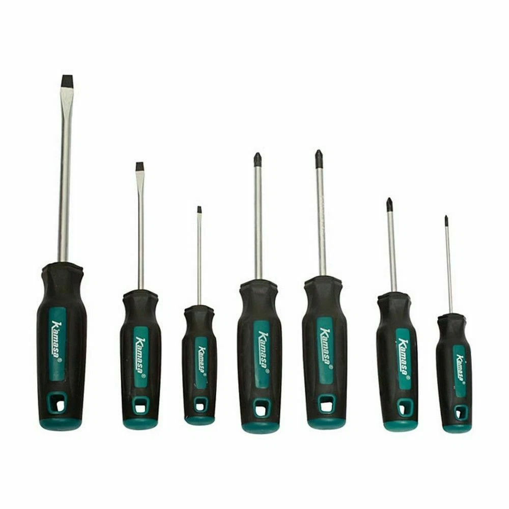 Screwdriver Set of 7 Piece Flat Pozi Phillips Heavy Duty