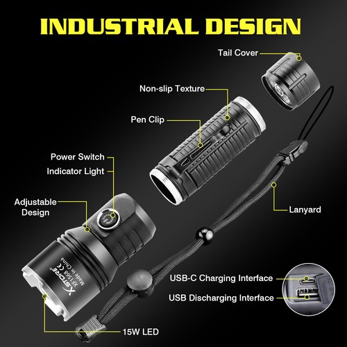 USB Rechargeable LED Flashlight Super Bright Tactical Police Torch Worklight - Picture 2 of 12