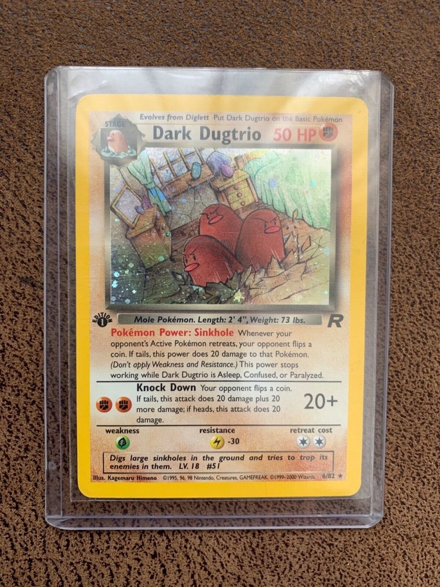 Rare 1st Edition Dark Dugtrio 6/82 Holo - Team Rocket Set