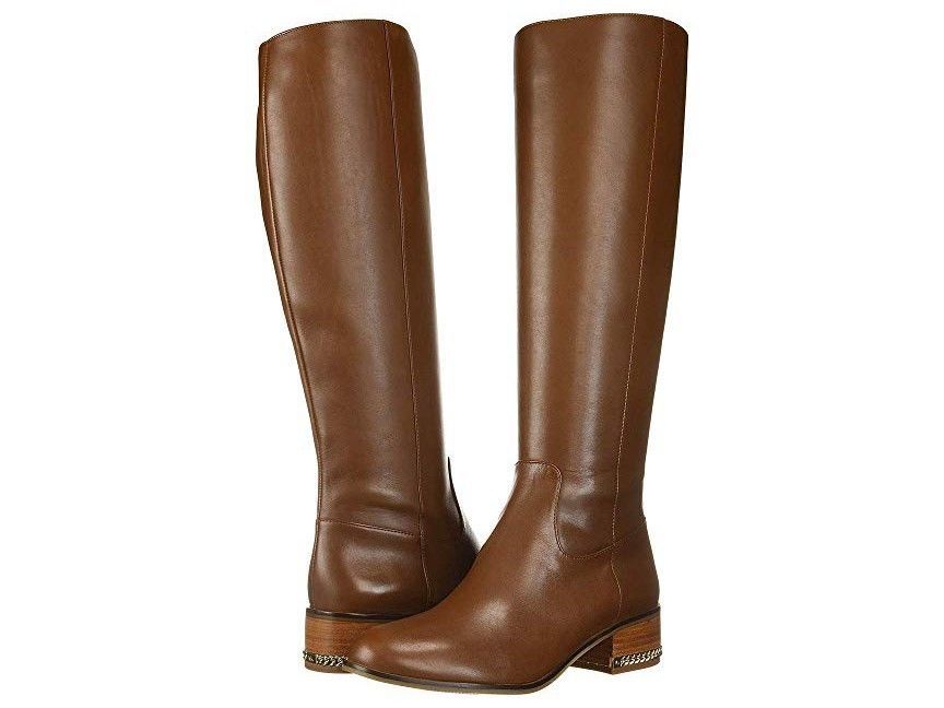 MICHAEL KORS WALKER FLAT BOOT DARK CARAMEL Leather HIGH Boots Size 6