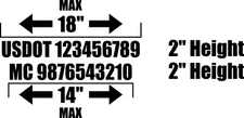 CUSTOM DOT MC Number one SET for Truck Business Decal stick vinyl for LLC Semi