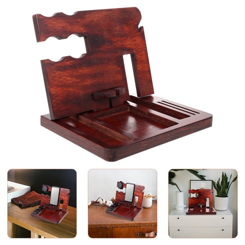 Solid Wood Storage Tray Office Phone Holding Shelf Entryway Desktop Rack - 第 2/12 張圖片