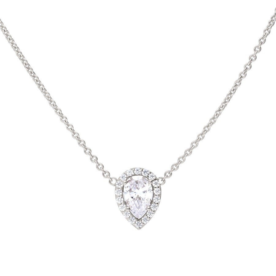 Silver Necklace N4403 Diamonfire Teardrop Zirconia Halo Necklace - RRP £172.00
