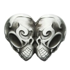 Double Headed Twin Skull Metal Fashion Belt Buckle