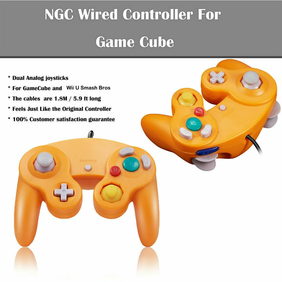 2 Pack Wired NGC Controller Gamepad for Nintendo GameCube GC & Wii U Console USA - Image 3 of 4