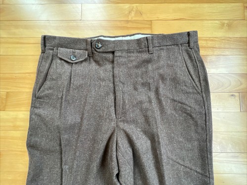 Pantalones vintage Christian Dior Monsieur 38x32 para hombre pantalones de lana frontal plano marrón - Imagen 3 de 14