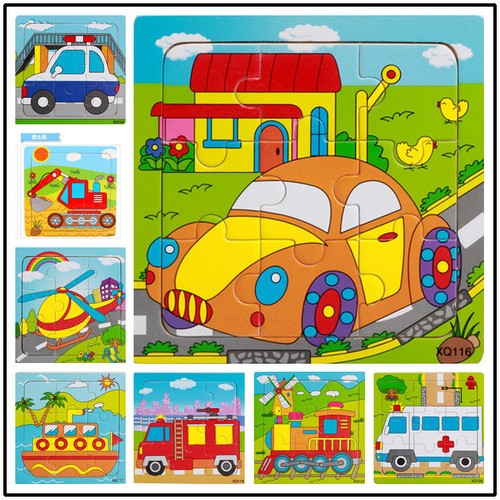 Puzzles 9 Slices Vehicle Pattern Educational Learning Toy for Babies Kids  - Picture 1 of 5