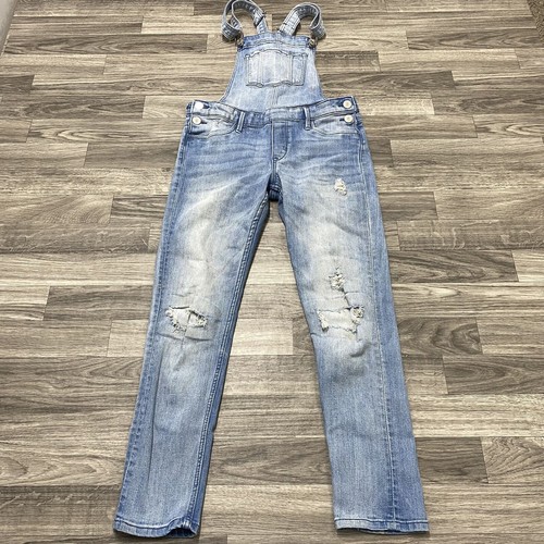 &DENIM Straight Leg Light Wash Blue Denim Overall Jeans Girl's Size 11-12Y - Picture 2 of 9